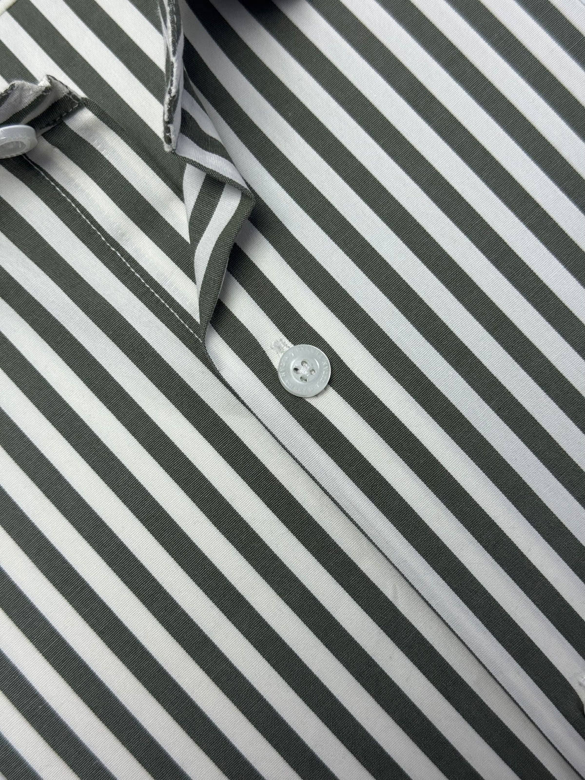 Olive Green Awning Stripe Formal Shirt