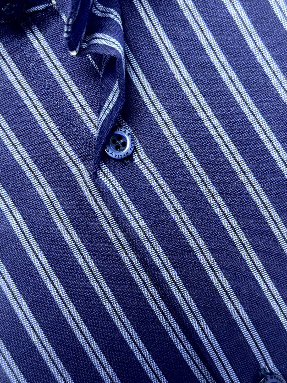 Navy Blue & Gray Verticle Stripe Formal Shirt