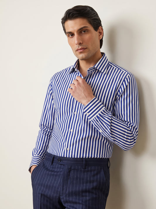Royal Blue Awning Stripe Formal Shirt
