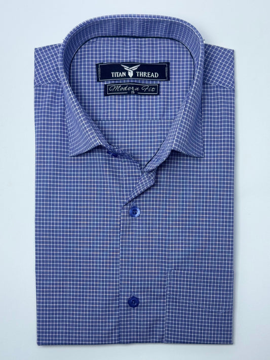 Blue Pin Check Formal Shirt
