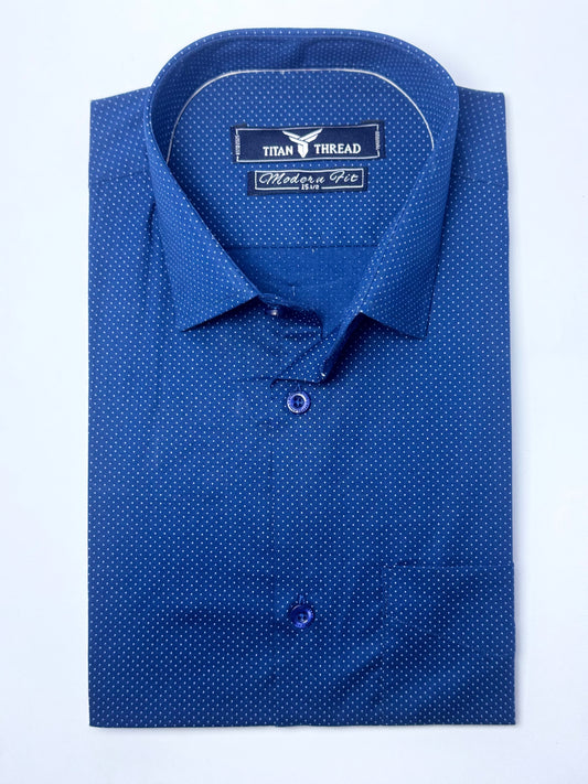 Indigo Blue Dotted Formal Shirt