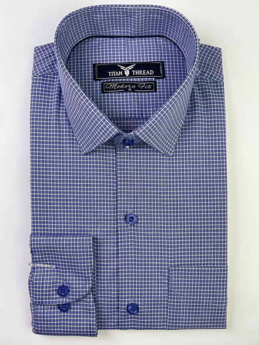 Blue Pin Check Formal Shirt