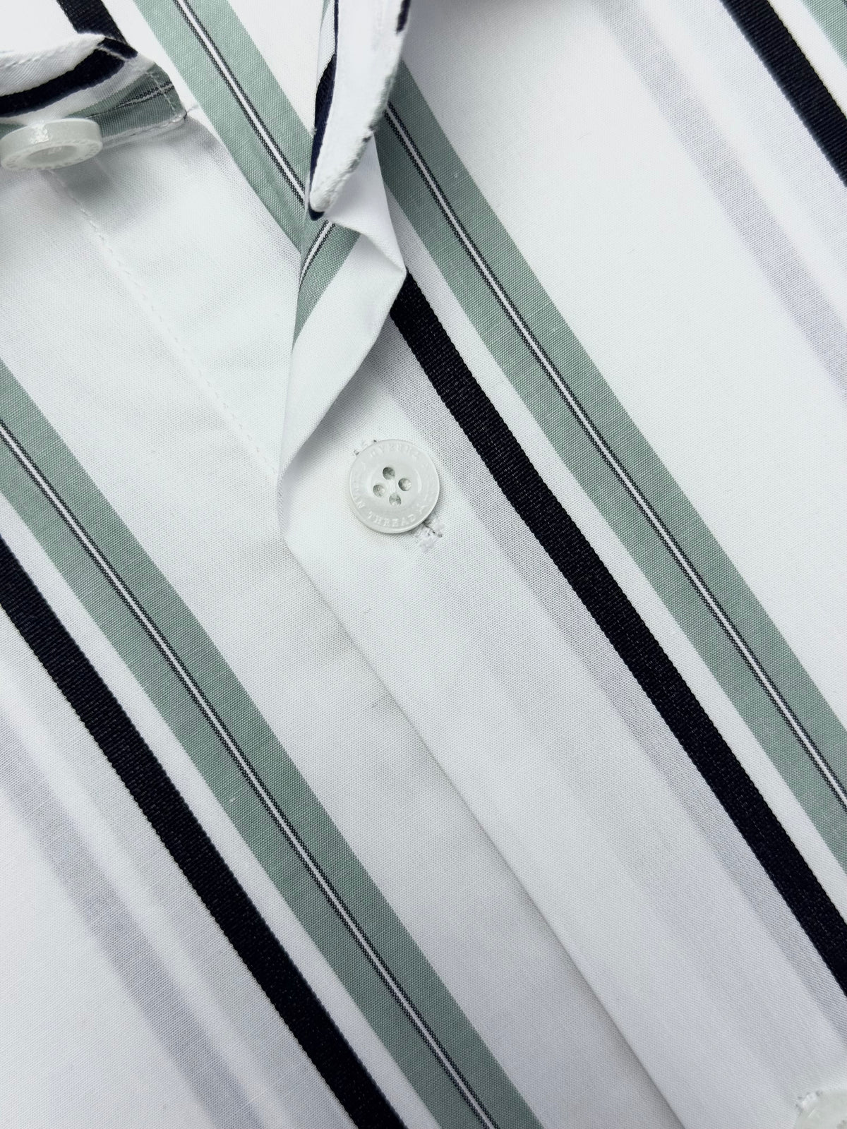 White & Mint Classic Stripe Formal Shirt