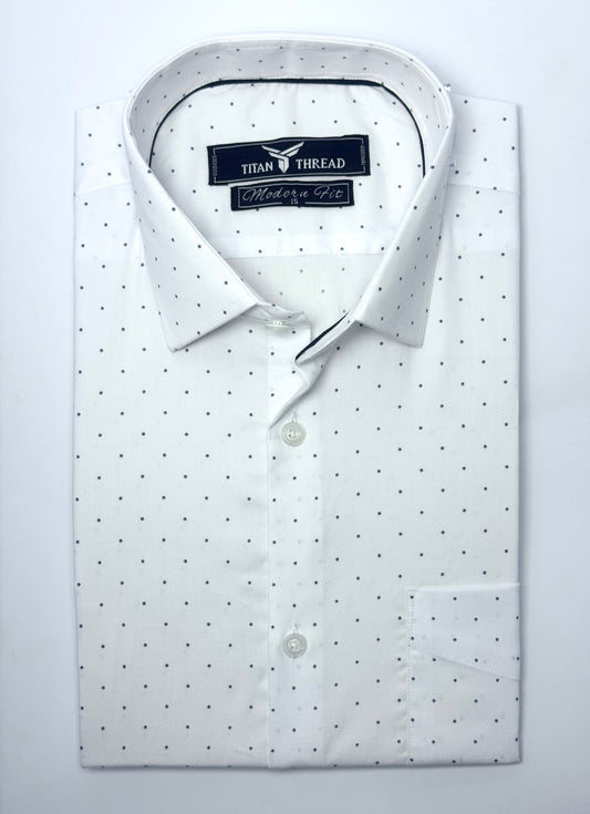 White Indigo Dotted Formal Shirt