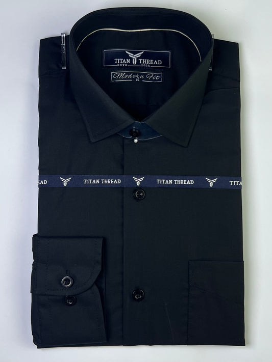 Jet Black Twill Formal Shirt