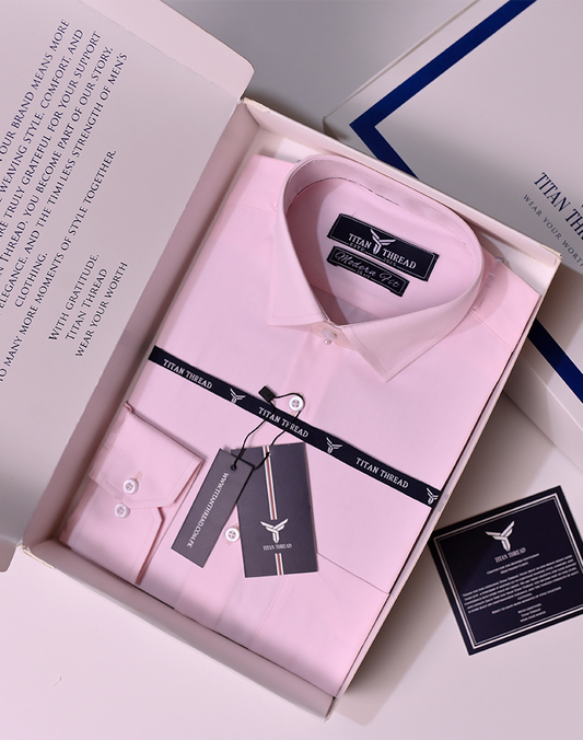 Rose Pink Herringbone Formal Shirt (Slim fit)