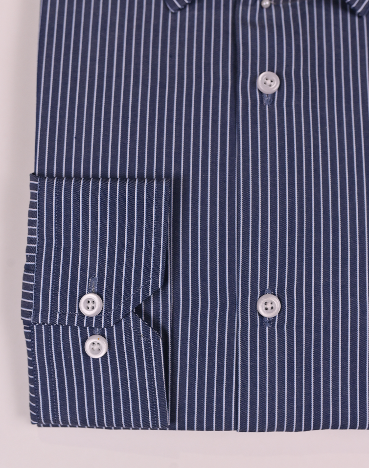 Navy Blue Pencil Stripes