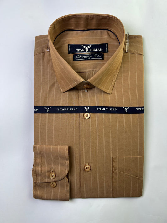 Dark Sand Pin Stripe Formal Shirt