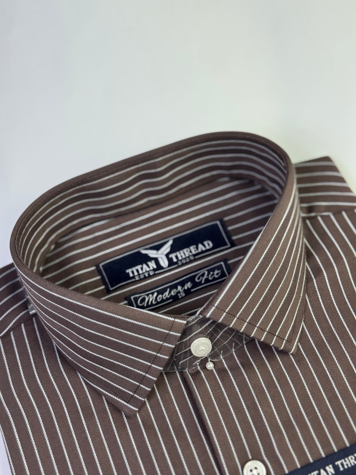 Pencil Stripes on Chocolate Brown Formal Shirt (Slim fit)