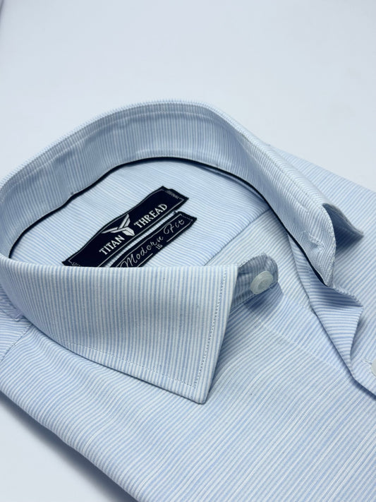 Ice Blue Self Texture Formal Shirt