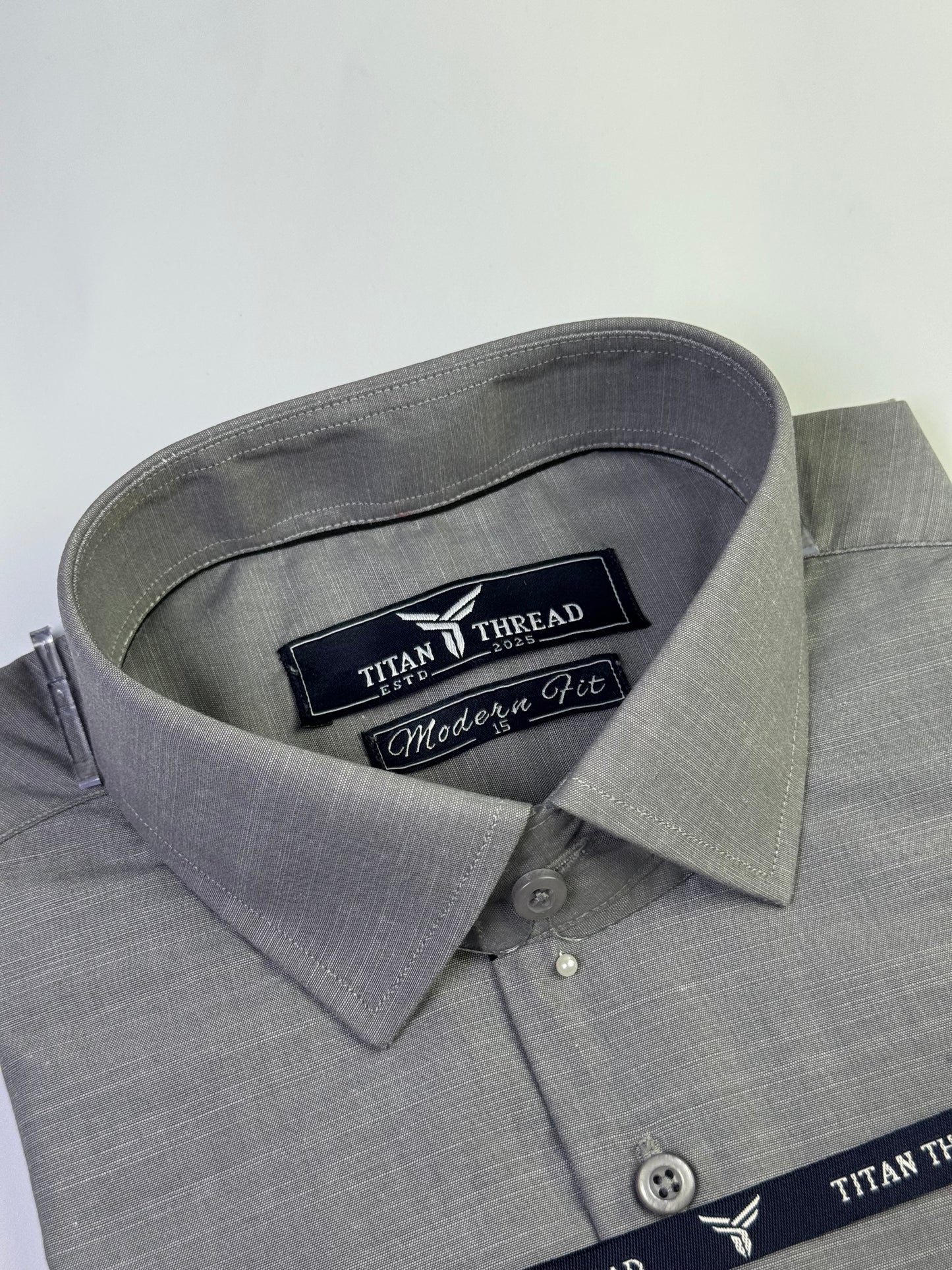 Self Textured Steel Gray Formal Shirt (Slim fit)