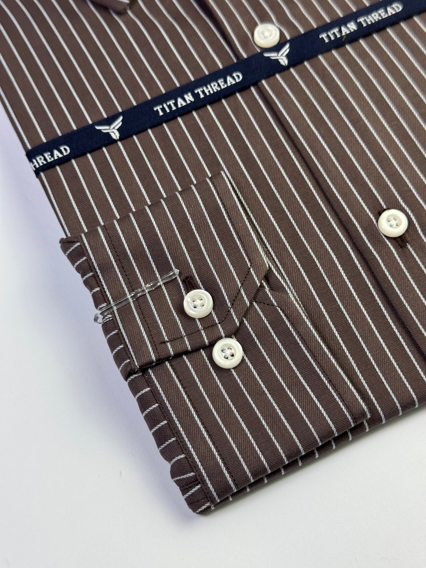 Pencil Stripes on Chocolate Brown Formal Shirt (Slim fit)