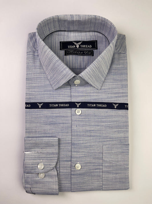 Ocean Blue Self Texture Formal Shirt