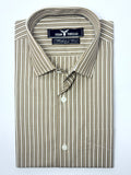 White & Beige Awning Stripe Formal Shirt