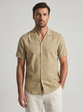 Beige Cotton Linen Cuban Shirt