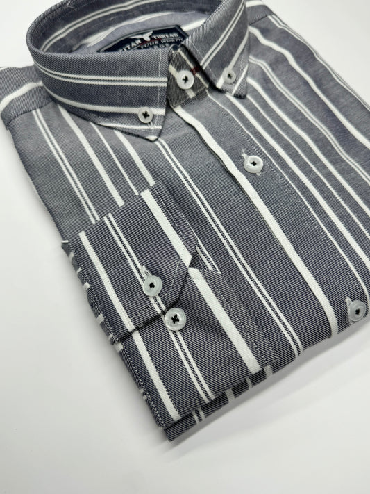 Gray with white stripes