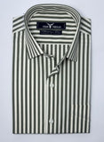 Olive Green Awning Stripe Formal Shirt
