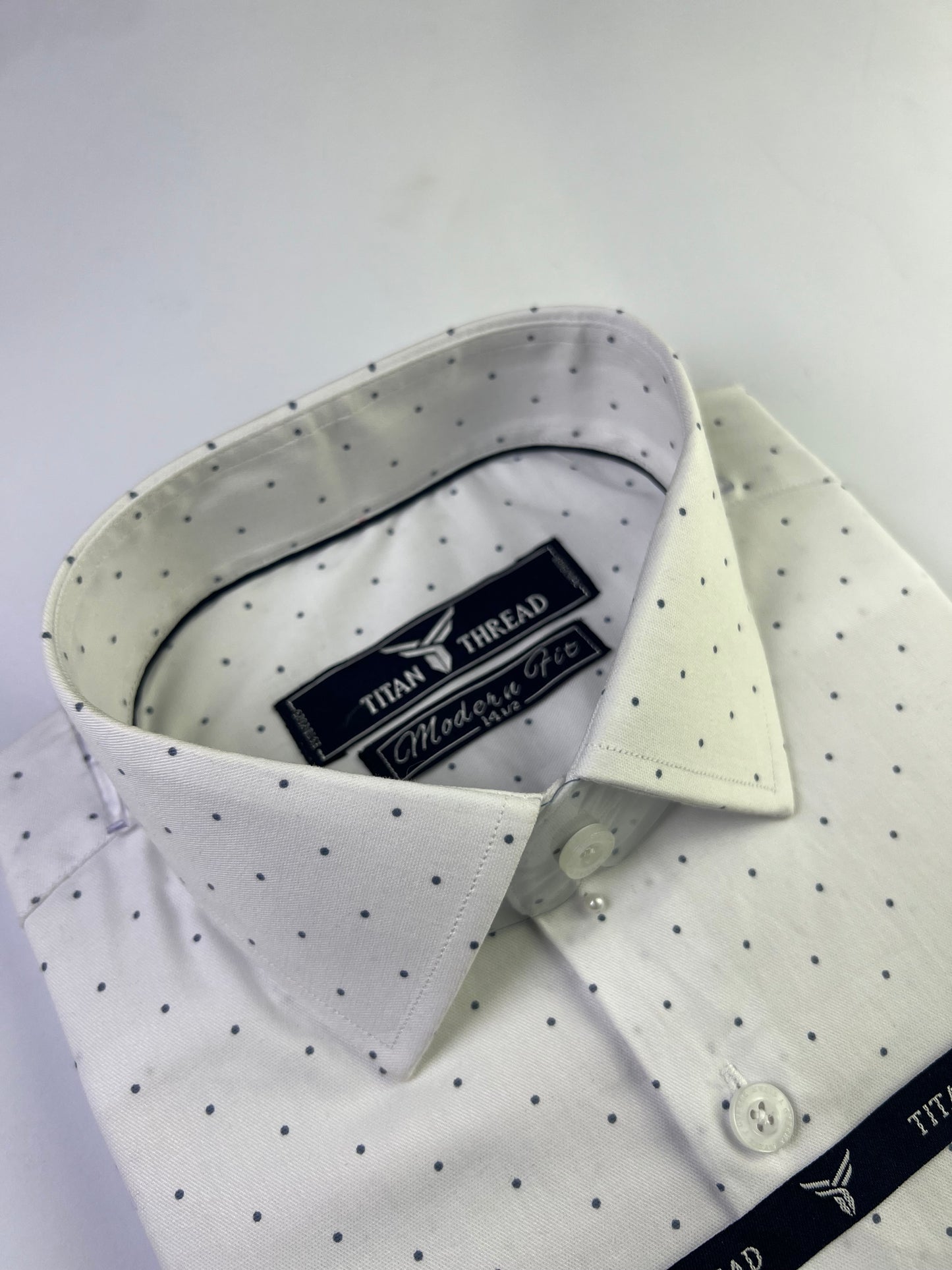 White Indigo Dotted Formal Shirt