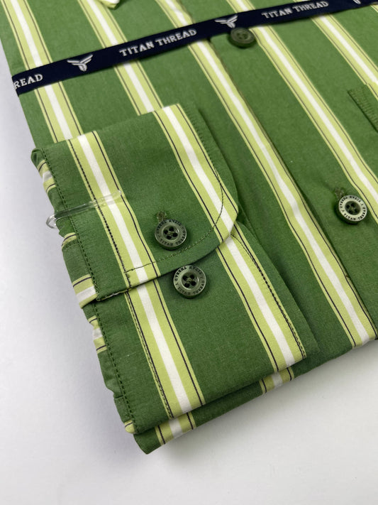 Moss Green Ombre Stripe Formal Shirt