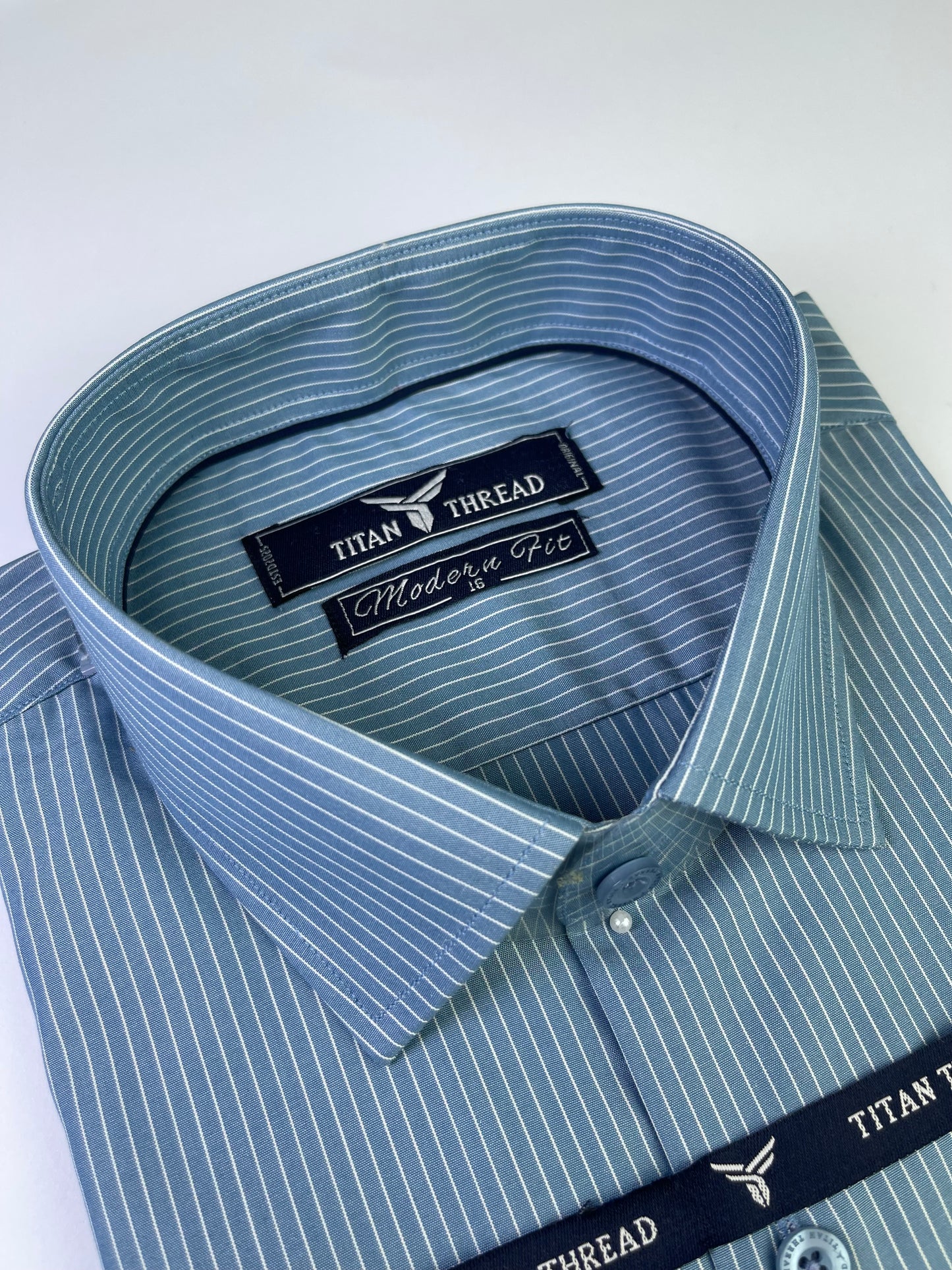 Steel Blue Pin Stripe Formal Shirt