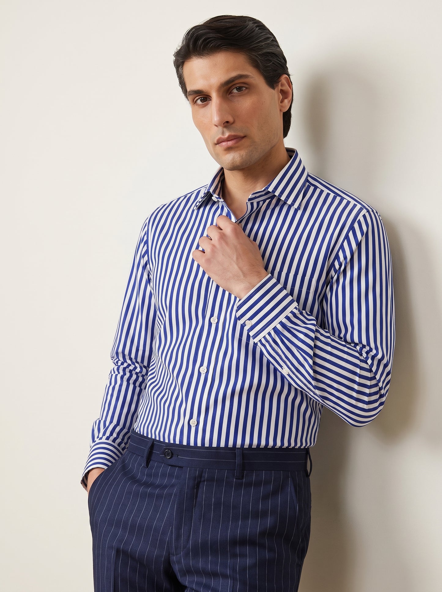 Royal Blue Awning Stripe Formal Shirt