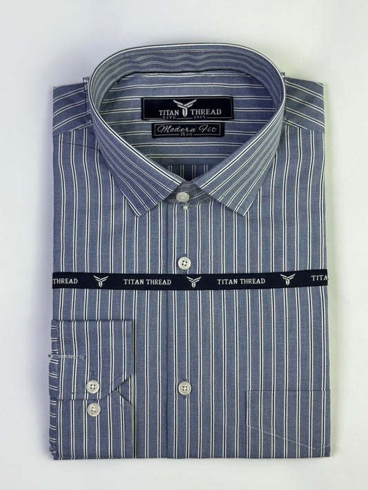 Blue Awning Stripes Formal Shirt (Slim fit)