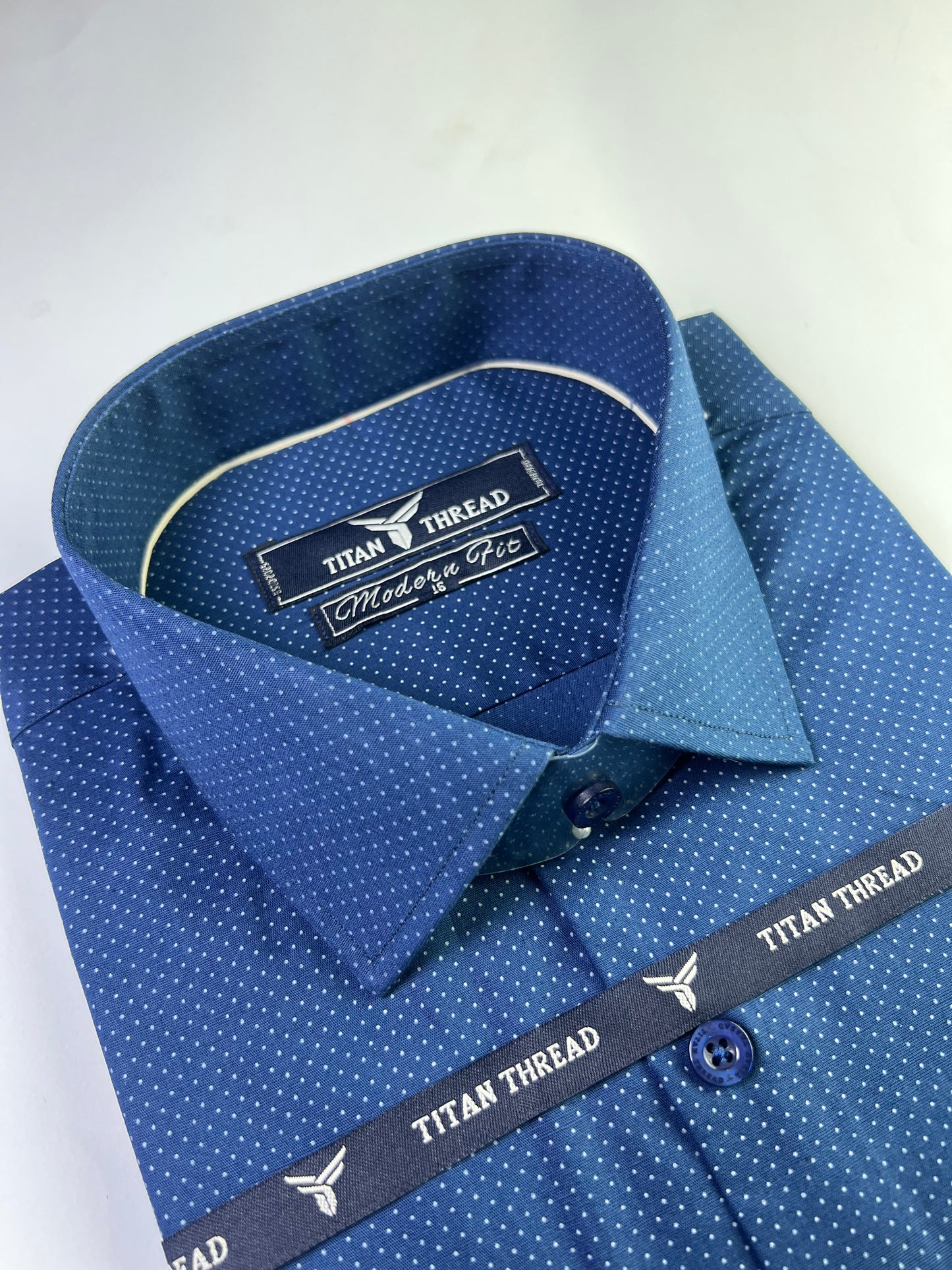 Indigo Blue Dotted Formal Shirt