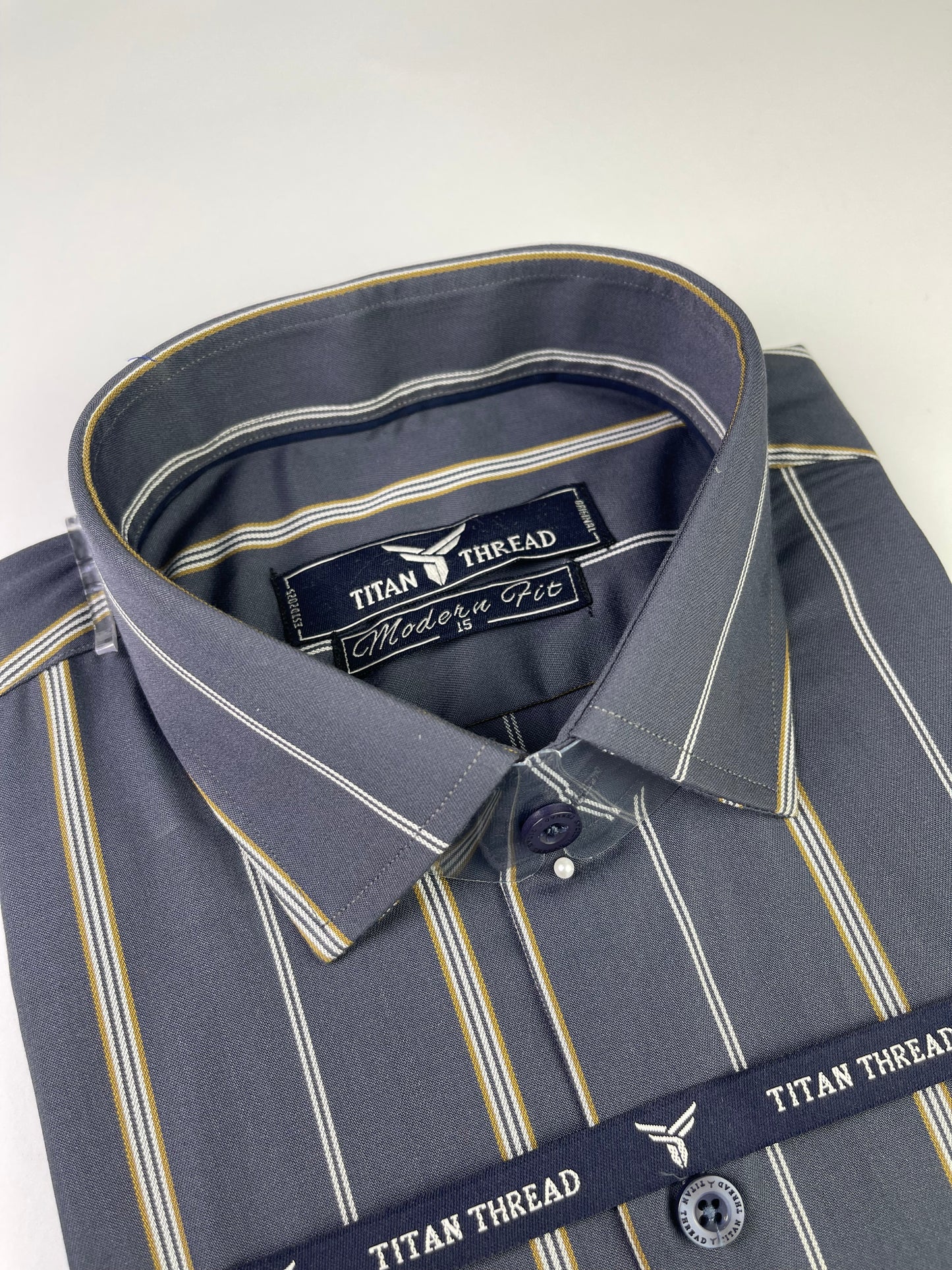 Slate Blue Broad Stripes Formal Shirt