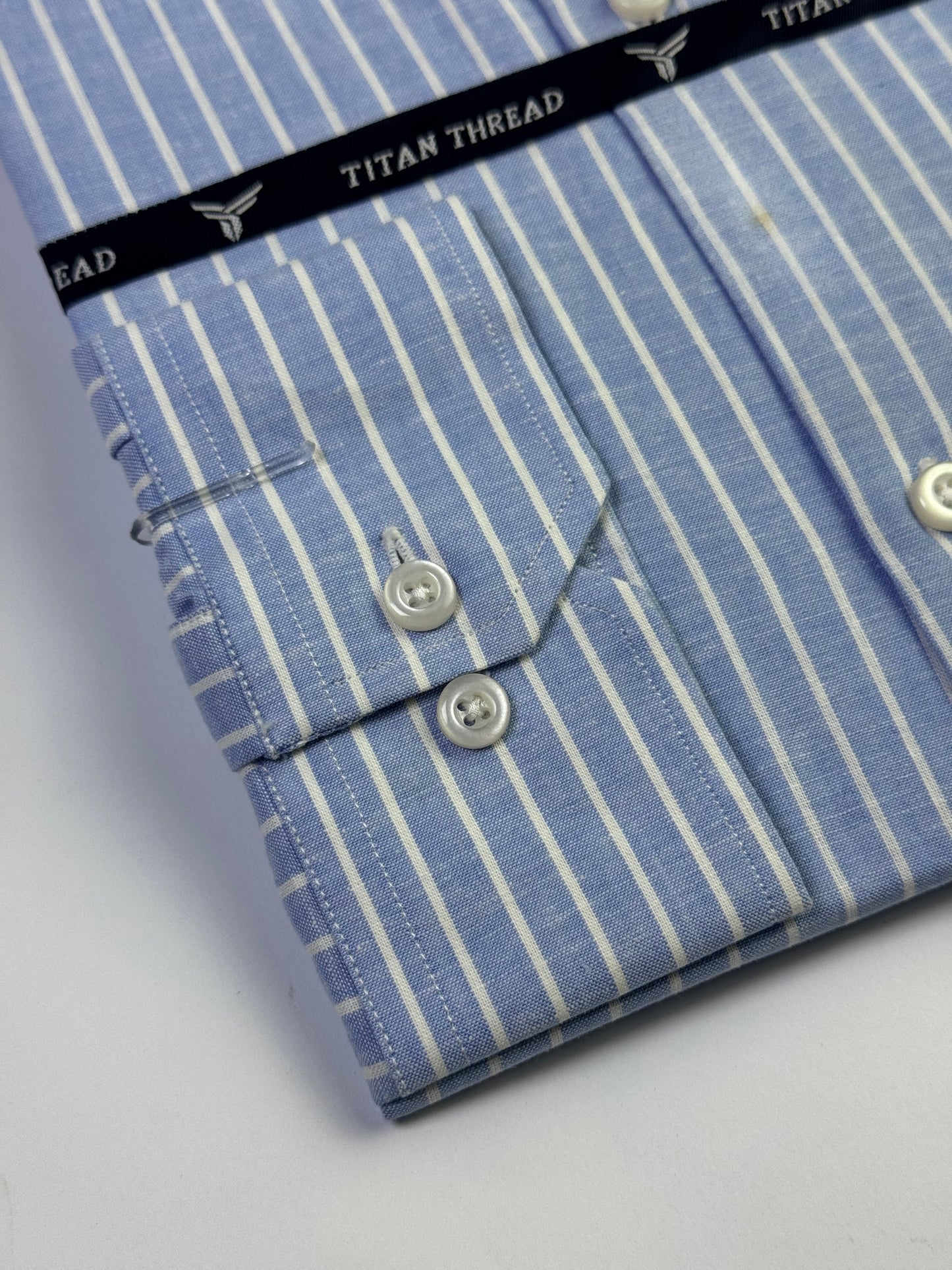 Cambridge Blue Pencil Stripe Formal Shirt (Slim fit)