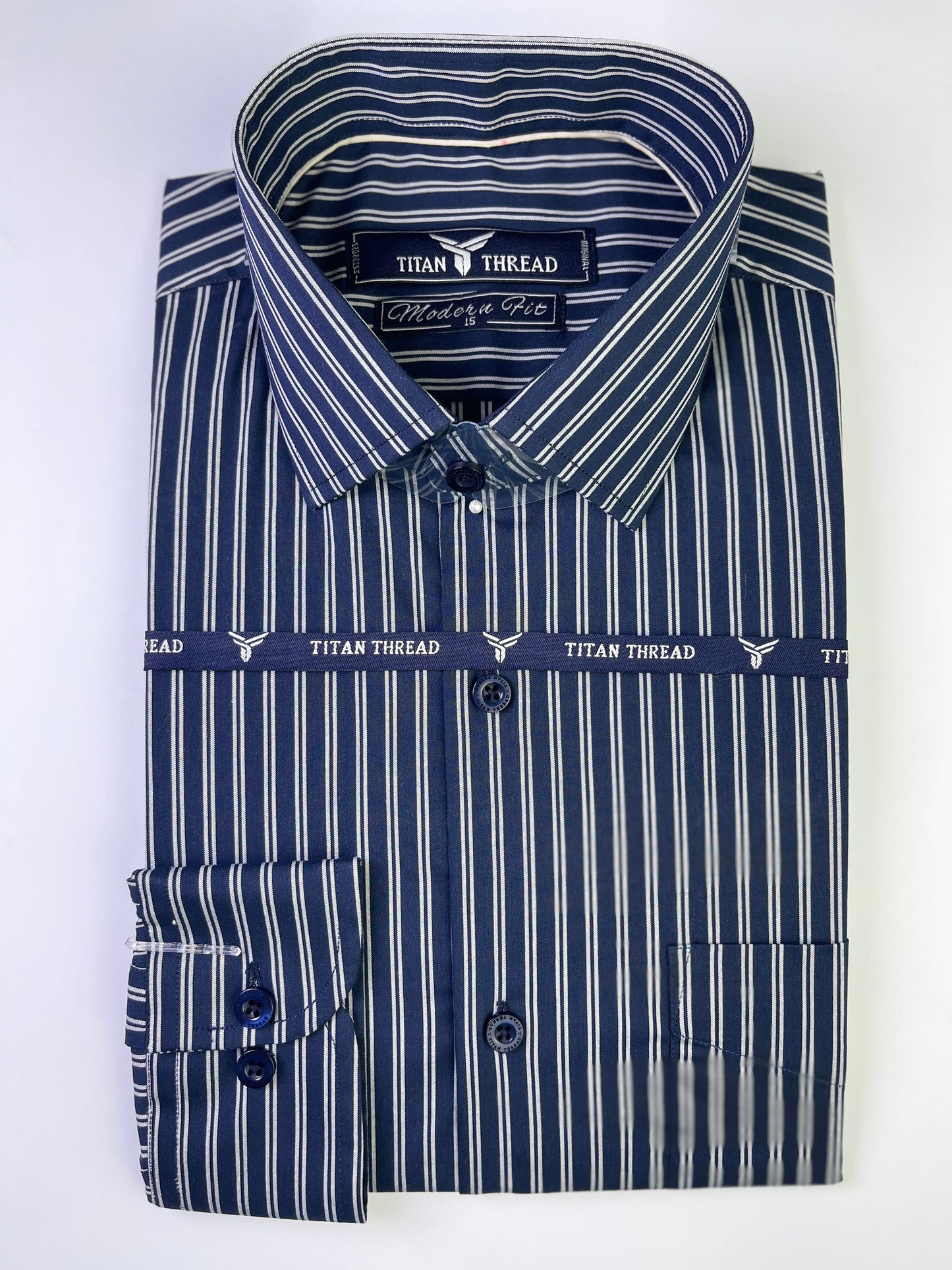 Indigo Blue Pencil Stripe Formal Shirt