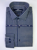 Indigo Blue Pencil Stripe Formal Shirt