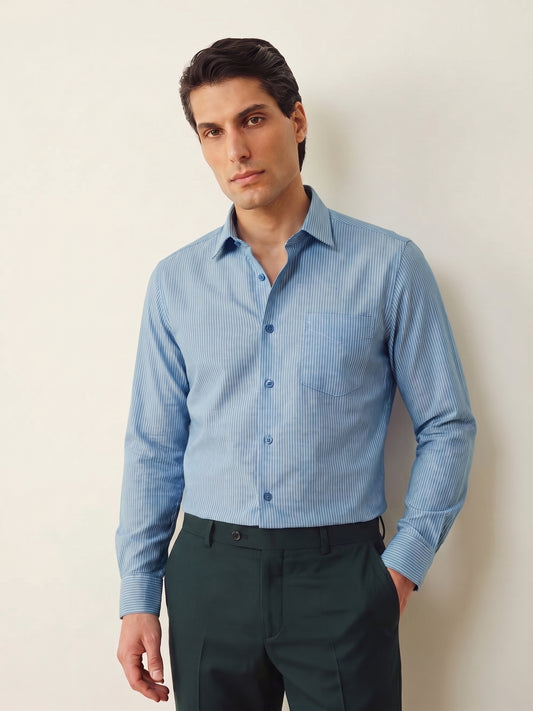 Steel Blue Pin Stripe Formal Shirt
