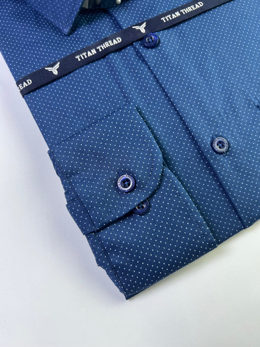 Indigo Blue Dotted Formal Shirt