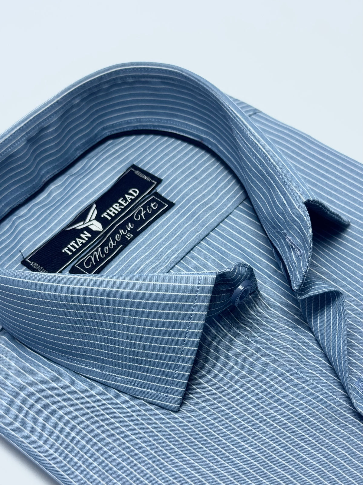 Steel Blue Pin Stripe Formal Shirt