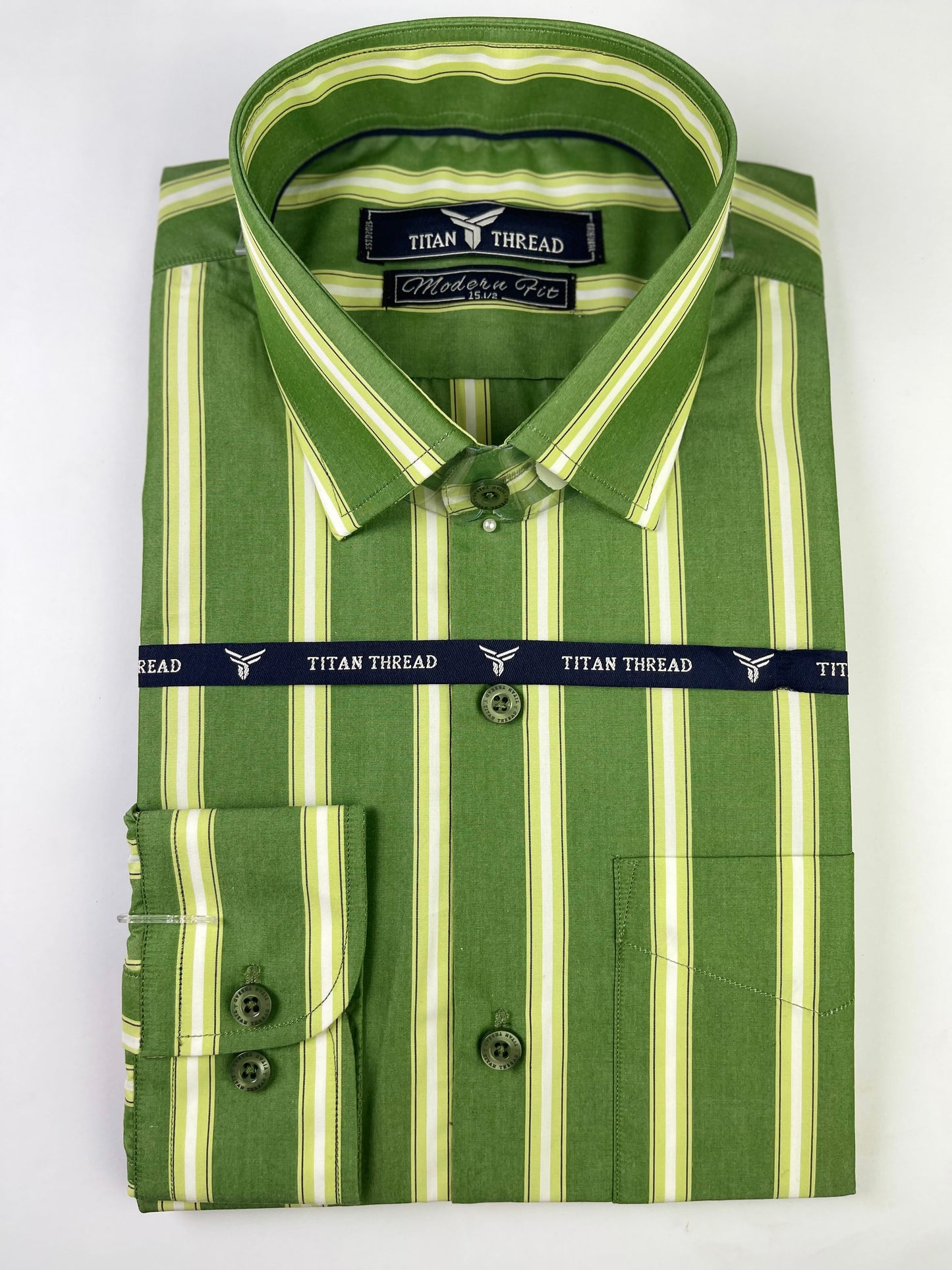 Moss Green Ombre Stripe Formal Shirt