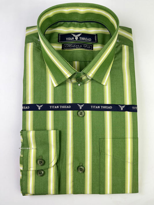 Moss Green Ombre Stripe Formal Shirt