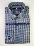 Blue & Gray Gingham Check Formal Shirt