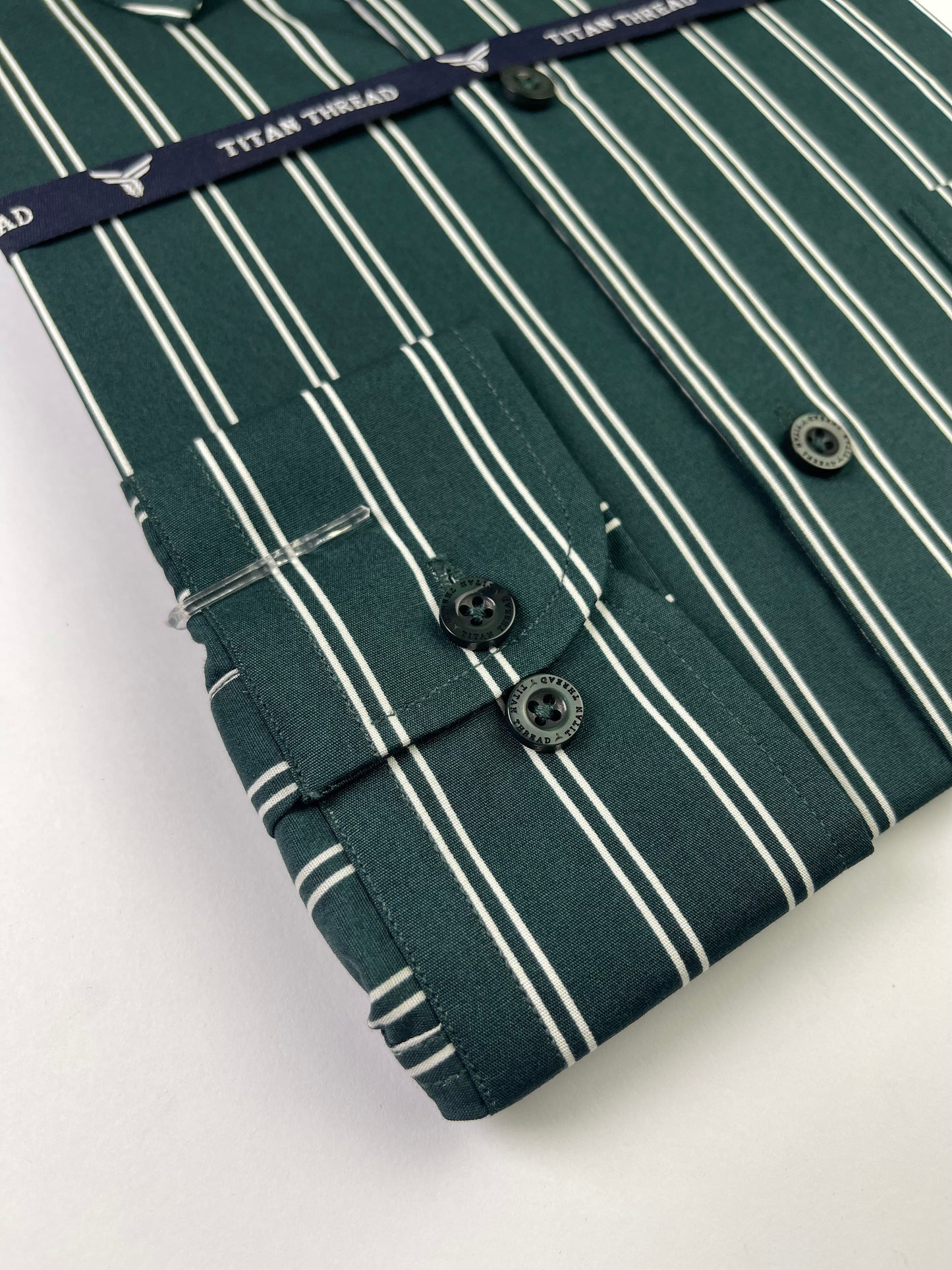 Emerald Green & White Stripes Formal Shirt