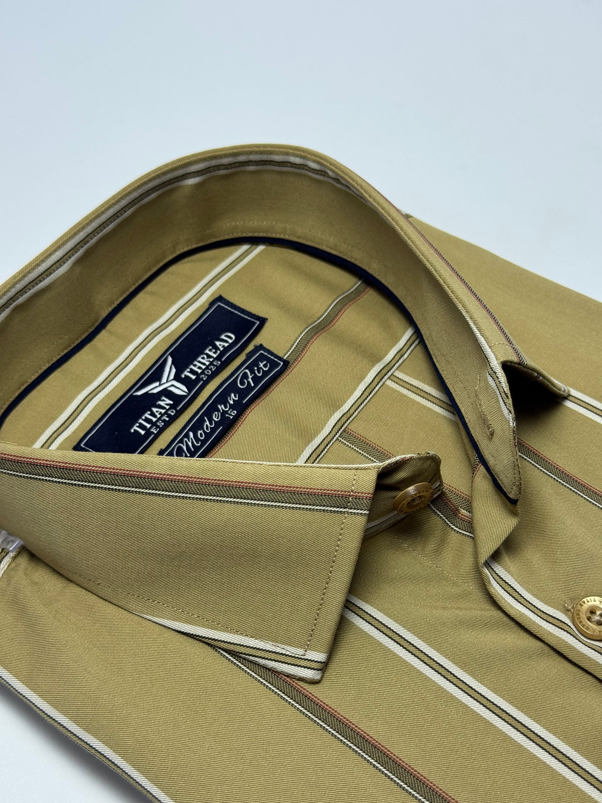 Misted Yellow Broad Stripe Formal Shirt