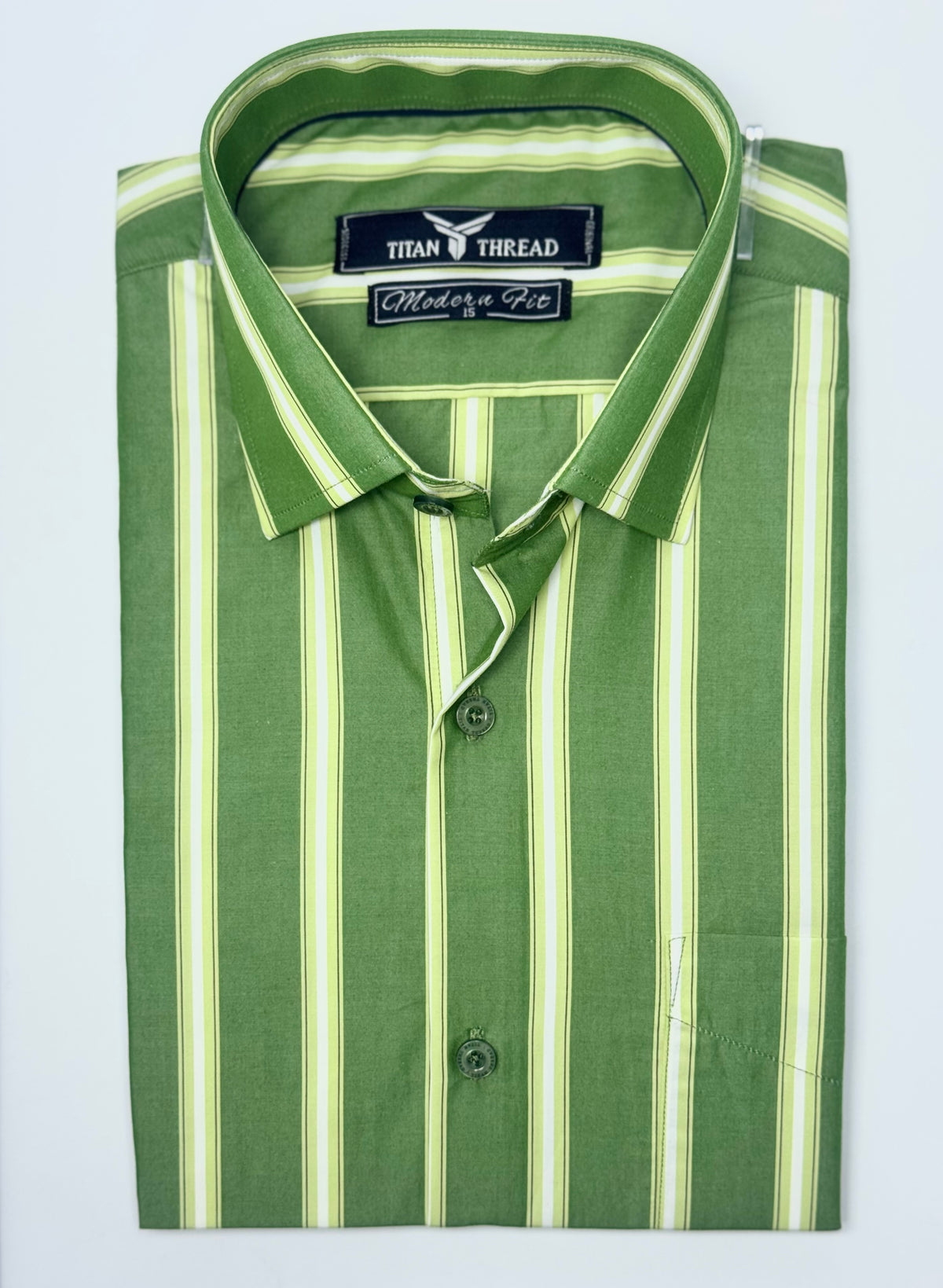 Moss Green Ombre Stripe Formal Shirt