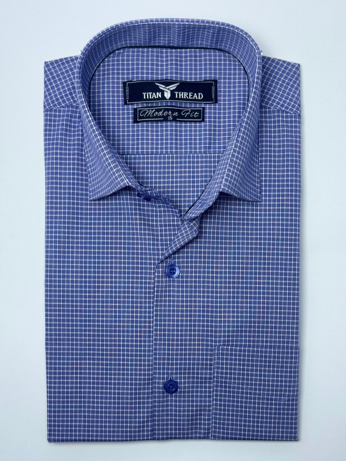 Blue Pin Check Formal Shirt