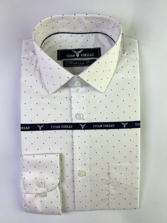 White Indigo Dotted Formal Shirt