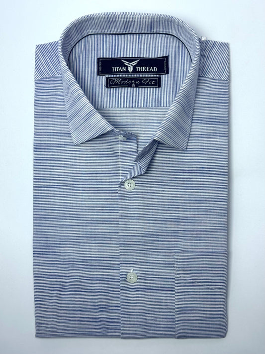 Ocean Blue Self Texture Formal Shirt