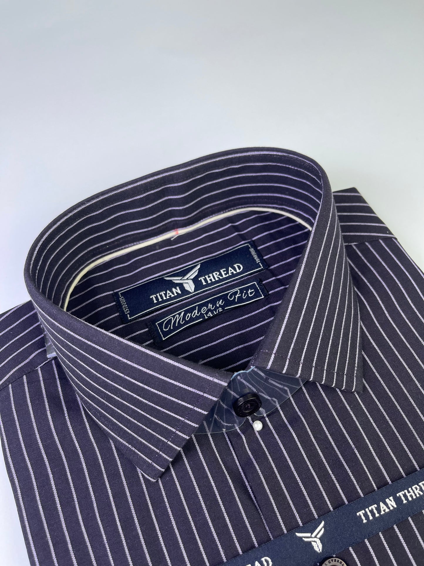 Deep Purple Pencil Stripe Formal Shirt