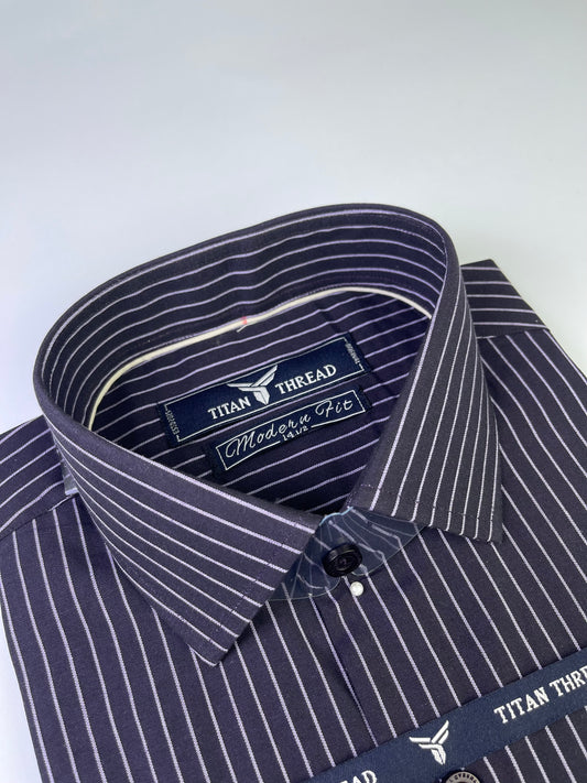 Deep Purple Pencil Stripe Formal Shirt