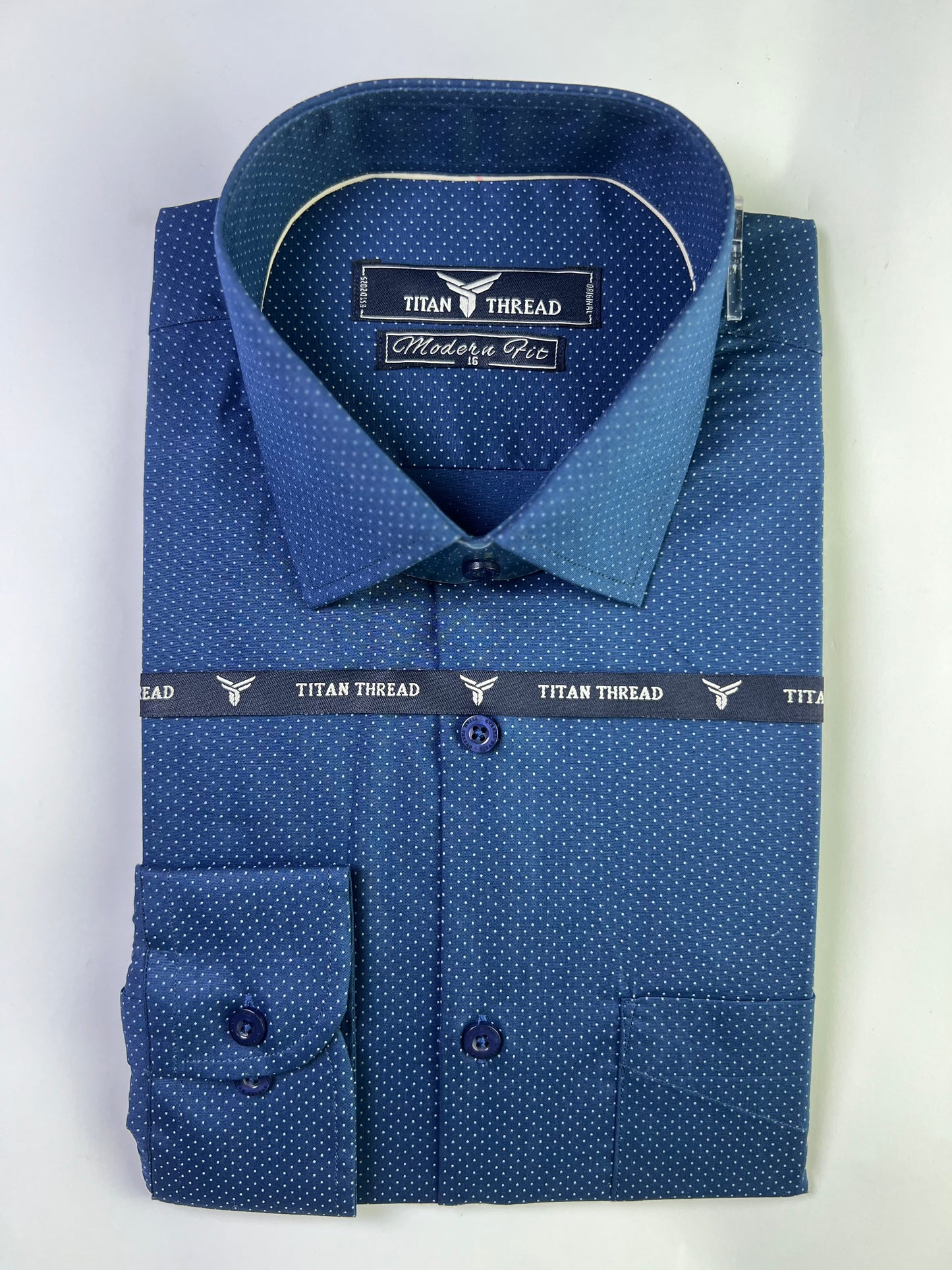 Indigo Blue Dotted Formal Shirt