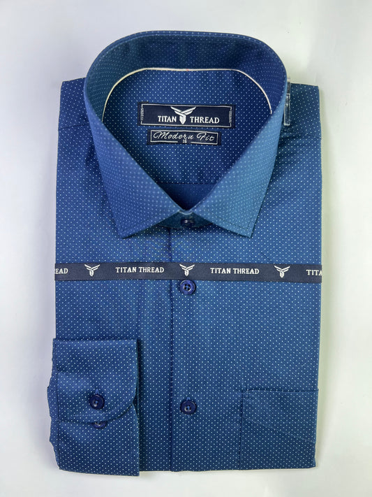 Indigo Blue Dotted Formal Shirt