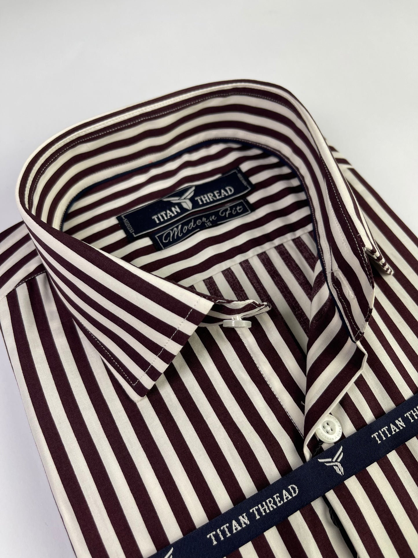 Burgundy Awning Stripe Formal Shirt