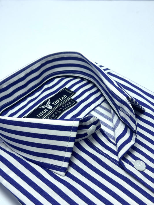 Royal Blue Awning Stripe Formal Shirt