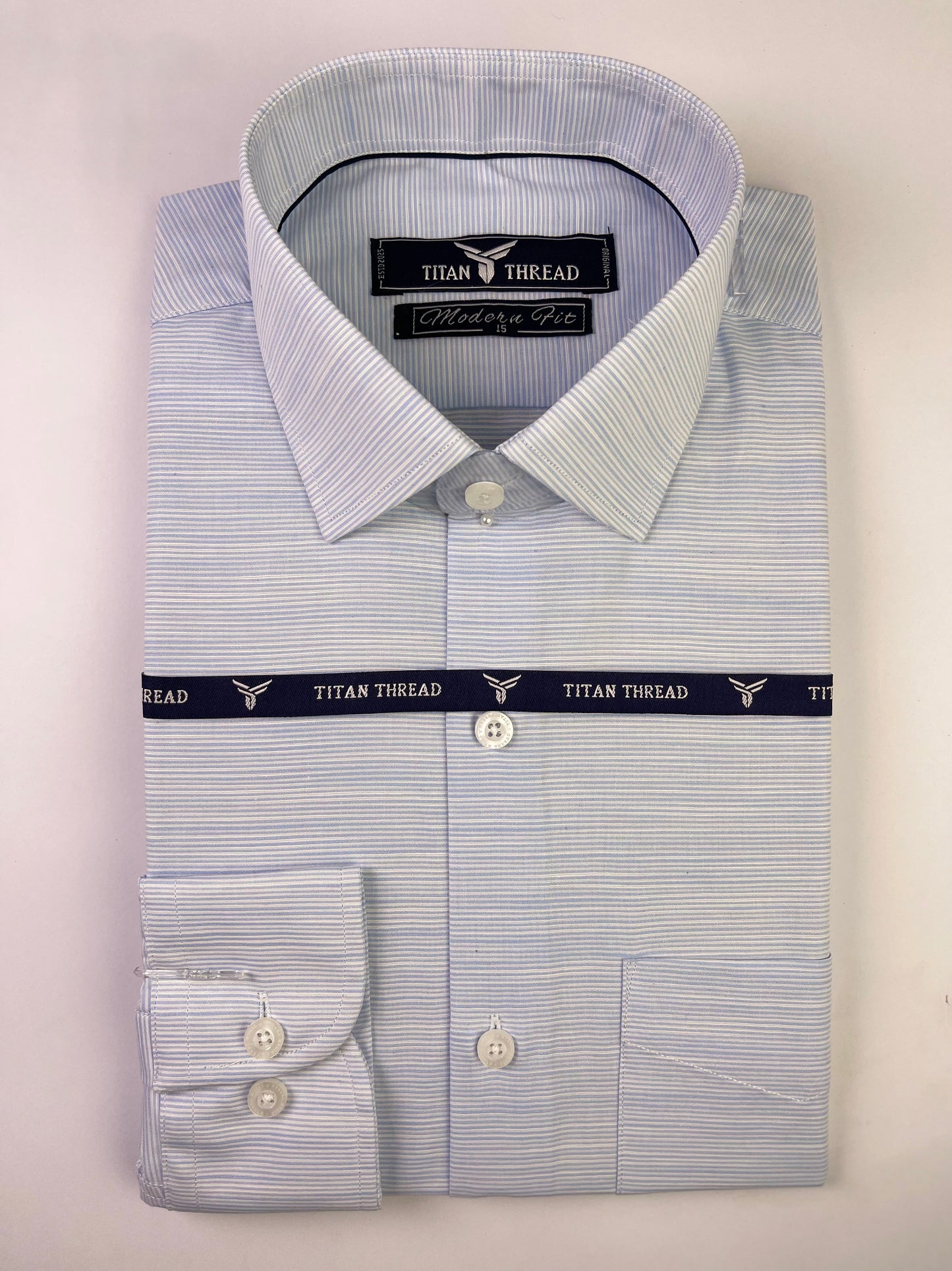 Ice Blue Self Texture Formal Shirt